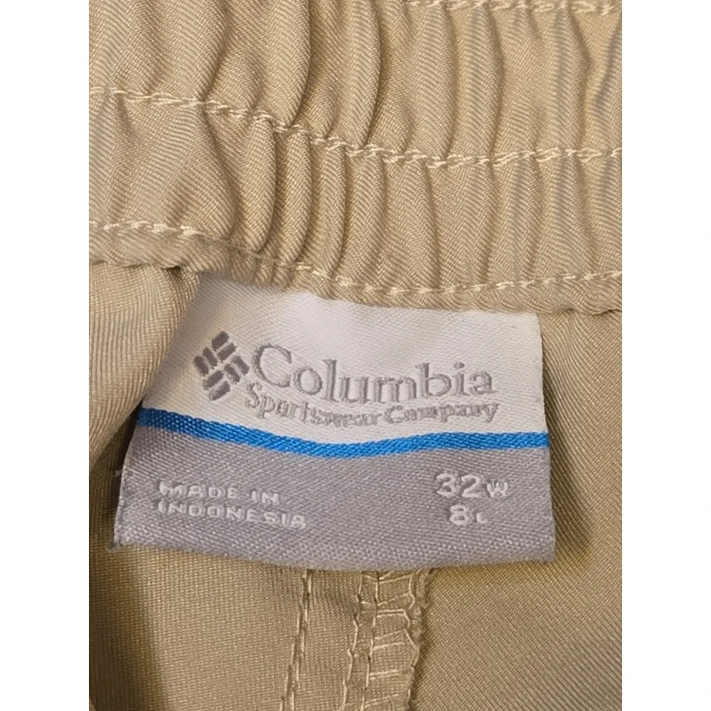 Columbia Mens Hiking Shorts 32x8 Tan Cargo‎ Pockets Outdoor Travel Camping Gorp